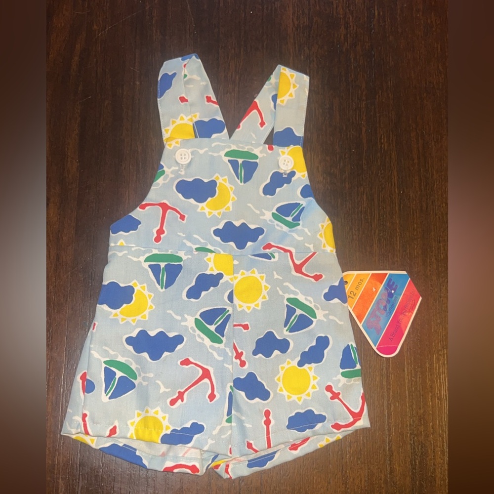 Vintage Colorful Baby Shortalls with original tags!